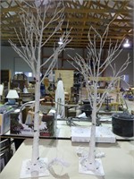 TWO LED DECORATIVE BIRCH TREES 52" & 66" TALL