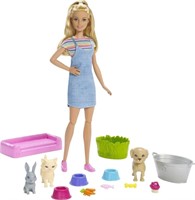 Barbie Play 'n Wash Pets Doll & Playset with 3 Col