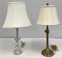 Lucite Lamp and Brass Lamp