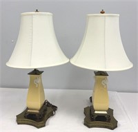 Asian Ceramic and Brass Lamps