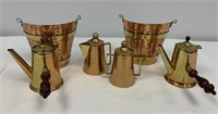 Brass and Copper Tea or Chocolate Pots