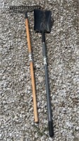 Square Shovel & Garden Rake