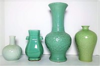 Sage Green Vases- lot of 4