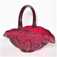 Vintage Ruby Glass Basket