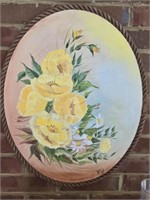 Rope Framed Oval Painting on Canvas