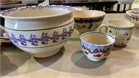 4 antique piece of porcelain including a chamber