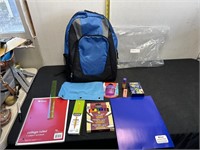Backpack with elementary school supplies
