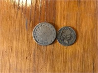 1910 Barber dime and 1907 nickel