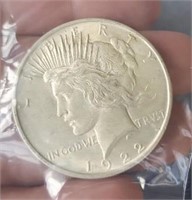 1922 silver peace dollar