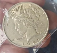 1922 silver peace dollar