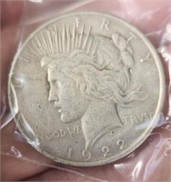 1922 silver peace dollar