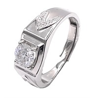 925S 1.0ct Moissanite Diamond Mens Ring