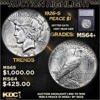 ***Auction Highlight*** 1926-s Peace Dollar 1 Grad