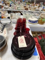 Ruby Red Glassware - Plates - Vases & Tumblers