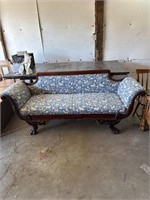 80+34+24in. Antique sofa with animal print