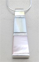 SW Sterling Silver Mother of Pearl Inlay Necklace