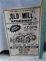 Old Mill Speedway Tin Sign