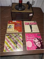 Vintage Record Player with 4 records