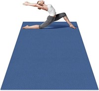 Large Exercise Mat with Carry Strap (6'x4')-Blue
