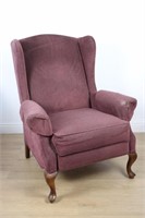 WINE COLOURED UPHOLSTERD WINGBACK CHAIR
