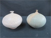 2 POTTERY VASES (1 INITIAL 1 SIGNED)