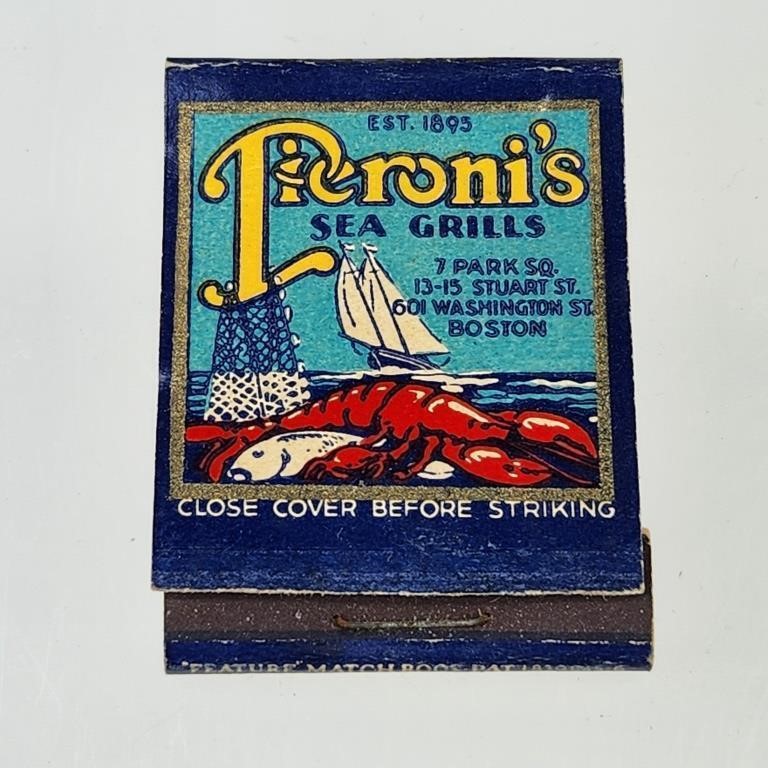 PIERONI'S SEA GRILLS ADV. FEATURE MATCHBOOK