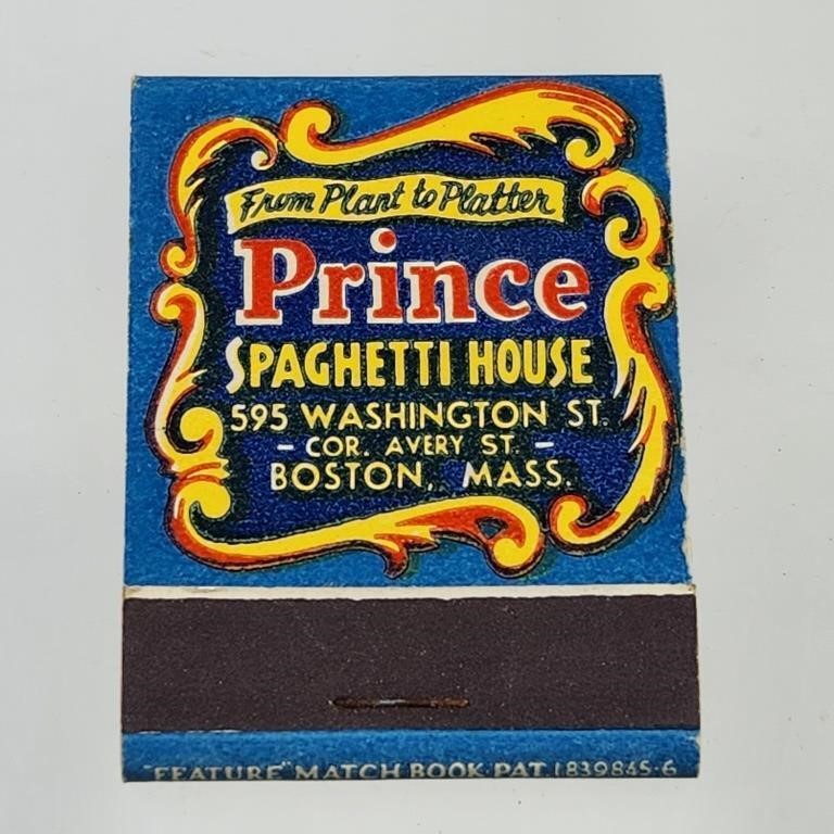 PRINCE SPAGHETTI HOUSE ADV. FEATURE MATCHBOOK