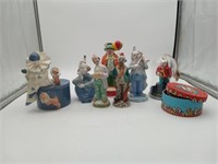 Porcelain China Clown Lot Christmas bulb Trinket