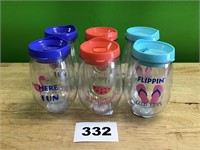 Summer Time Double Wall Wine Tumbler lot of 6