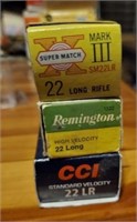 22 LONG RIFLE AMMO- (BOXES MOSTLY FULL)