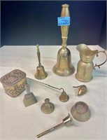 Brass bells candle snuffers mouse etc