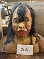 Vintage Resin Indian Head Decor; Heavy; 14"
