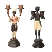 Figural Cast Bronze Candle Holders