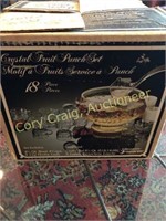 Crystal punch bowl set with box