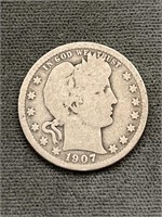 1907 Liberty Head / Barber Silver Quarter
