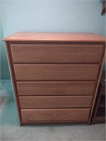 Large wooden tall boy dresser with 5