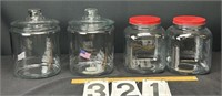 4 Glass canisters