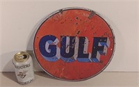 Gulf Oil Metal Sign 12"D