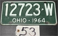 1964 Ohio License Plate