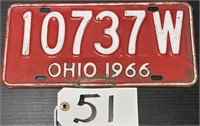 1966 Ohio License Plate