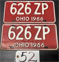 Pair of 1966 Ohio License Plates