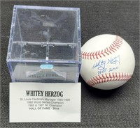 Whitey Herzog Autographed Baseball