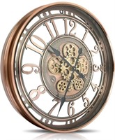 Real Moving Gears Wall Clock Large Modern Metal