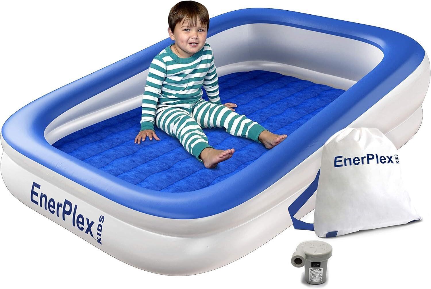 Kids Inflatable Travel Bed with Pump - Blue
