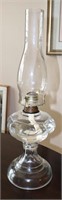 Vntg Clear Glass Oil Lamp