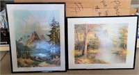 2 PC ART #8, MOUNTAIN ,RIVER, SIGNED