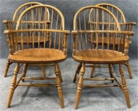 4 Oak Barrel Back Chairs