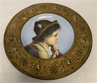 Ceramic Boy Plate in Brass? Decorative Frame