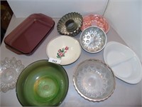 Assorted Bowls, Molds, Glasbake Divided Dish