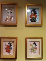 Four Asian Inspired Framed Pieces of Art